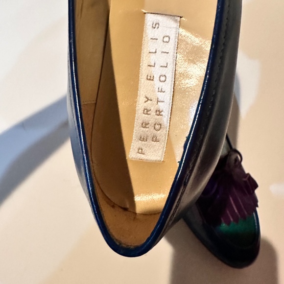 Perry Ellis Portfolio Tassel Loafers in Blue, Purple & Green New in Box - 7.5 B - Picture 3 of 14